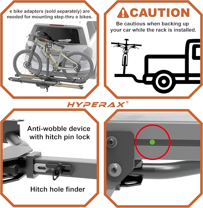 HYPERAX Volt Lift SP -E Bike Hitch Mount Platform Style 2 Bikes Carrier for Car, SUV, Truck, Sedan, Tilting e-Bike Rack for Hitch Fits Up to 2 * 80 lbs Bike -NO RV USE!