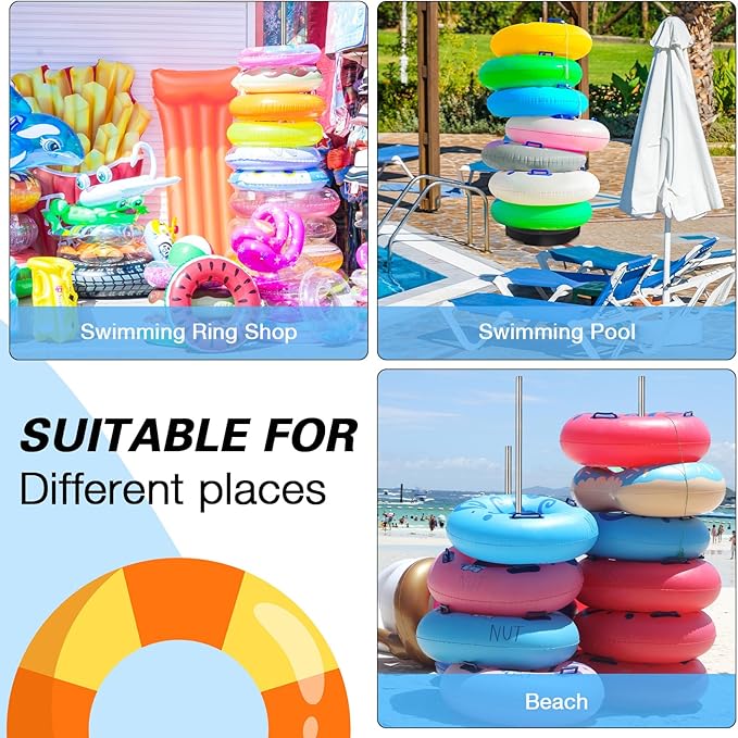 Pool Float Storage Rack 13 x 78 Inch Pool Float Holder Stainless Steel Equipment Holder Water Filling Base Portable Scalable Outdoor Rack for Swimming Outdoor Storage(Black)