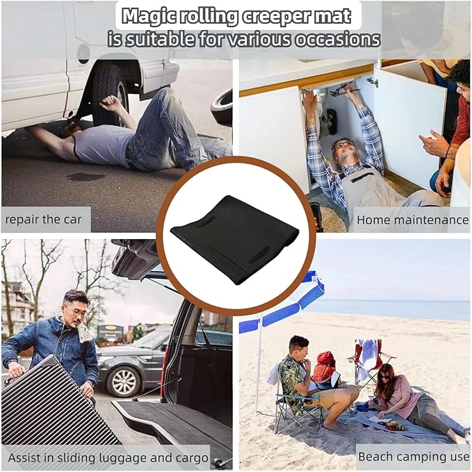 Magical Rolling Creeper Mat Car Repair Garage Mat 60"X28",Made Available for Self-Driving Tour、Long-Haul Truck for Working On The Ground Working Excellent auto Mechanic Repair mat