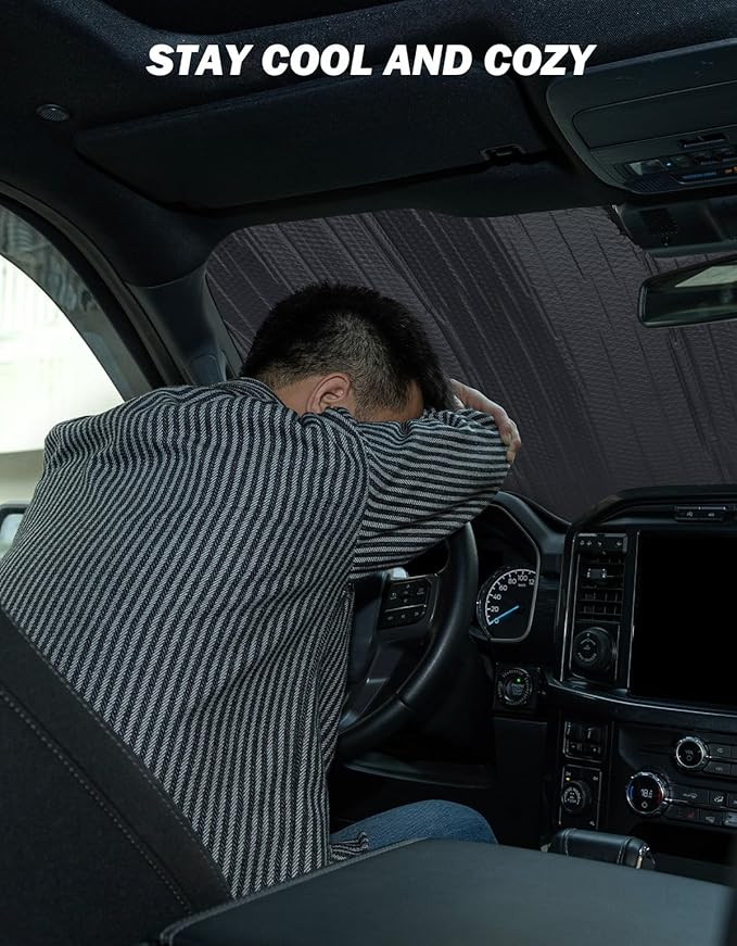 Windshield Sun Shade Compatible with Ram 1500 2500 3500 2019 2020 2021 2022 2023 2024, Sunshade Car Windshield Sun Visor, Foldable Windshield Sun Shield