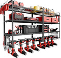 NINAT Heavy Duty 4-Tier Wall Mount Tool Organizer Rack - 8 Drill Holders, 150lb Capacity for Power Tools, Cordless Drills | Garage, Workshop, Shed & Basement Storage Solution