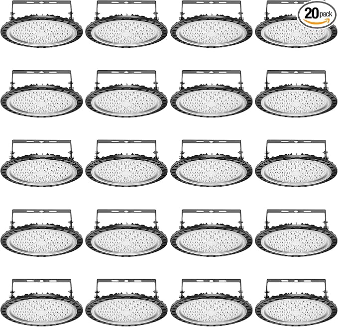 Viugreum High Bay LED Shop Lights, 300W UFO LED High Bay Light 30,000LM 120V LED High Bay Lights 5000K Daylight, Alternative to 1300W MH/HPS for Garage Workshop Barn Factory Warehouse - 20 Pack