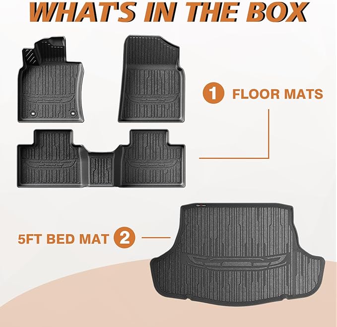 TripleAliners Floor Mats & Trunk Mat All Weather Liners Compatible with 2025 Toyota Camry (Include Hybrid) Accessories Carpets Liner TPE Custom Fit Protection Car (Floor Mats+Trunk Mat)