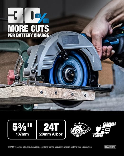 CRALY 5-3/8 Inch 24T Wood Framing & 30T Metal & 50T Aluminum Cutting Circular Saw Blade, 20mm Arbor, Carbide Tipped, Thin Kerf, Black Ice™ Coating, for Wood, Aluminum, Metal, 3-Pack(C054243050-3D)