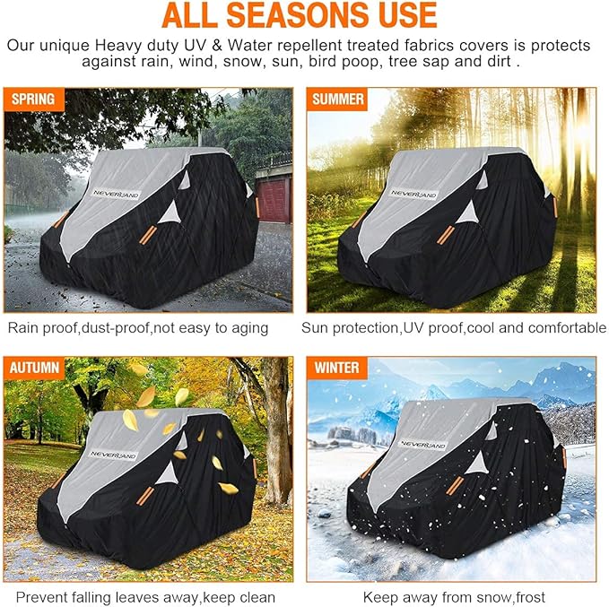 Neverland UTV Cover Waterproof 300D Heavy Duty 4-6 Seater 4 Door Side by Side Covers All Weather Protection Compatible with Polaris Ranger RZR General Can-Am Maverick Defender Kawasaki