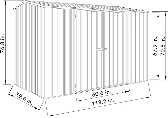 Absco Premier Storage Sheds, 10'x5' Metal Garage, DIY Backyard Shed, Utility Tool Storage, Weather & Wind Resistant Aluminum Panels & Steel Frame, Maintenance-Free, 12 Year Warranty, Monument Gray