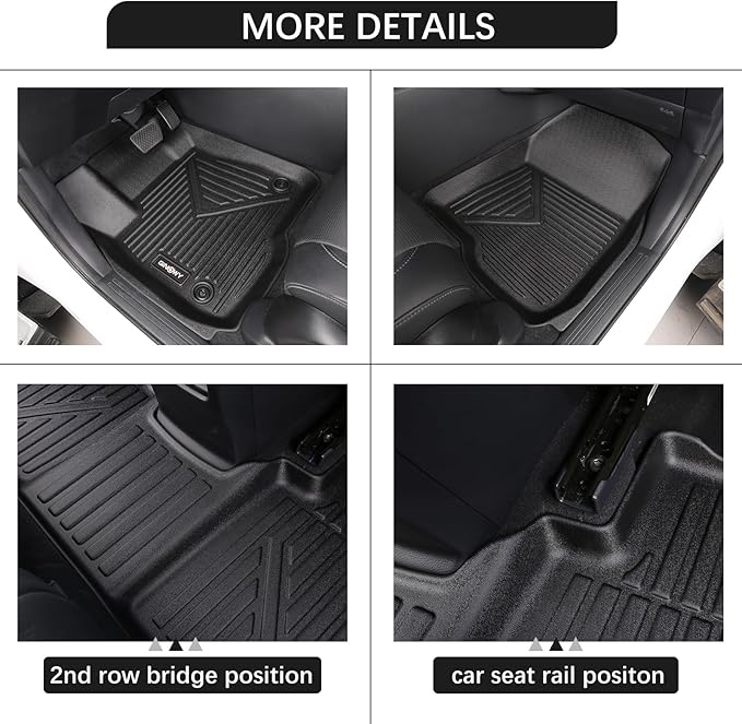 GINOWY-Floor Mats for Honda Ridgeline 2017-2023 2024 2025, TPE All Weather Protection Car Mats Custom Fit Ridgeline 2024 Floor Liners Anti-Slip Waterproof Automotive Accessories Black