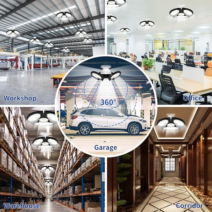 LED Garage Light 120W Deformable LED Ceiling Lights 18000 Lumens Led Shop Lights for Garage