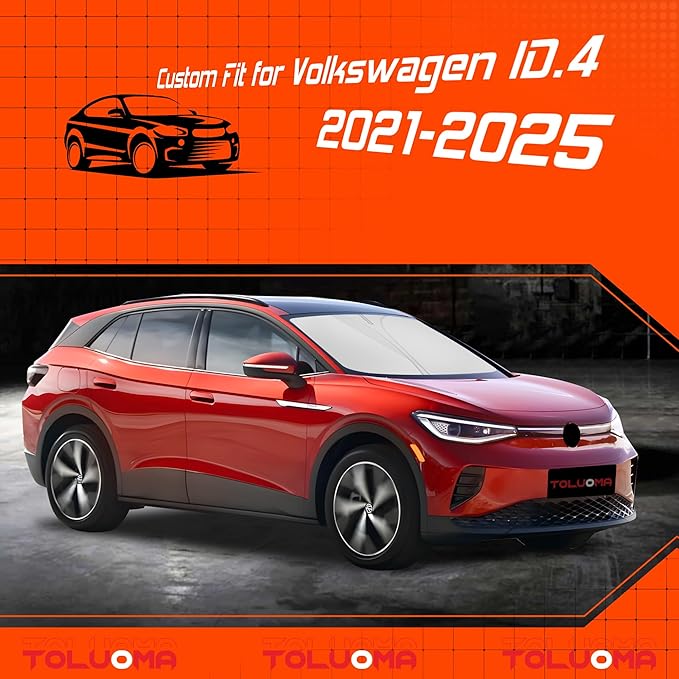 Custom Fit Windshield Sun Shade for VW ID.4 2021-2025 - Full Coverage, 210T Reflective Fabric, Double-Layer Design - Blocks 99% UV Rays, Keeps Car Cool, Easy to Install and Store