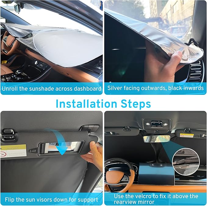 Car Windshield Sun Shade Sunshade Compatible with Genesis GV80 2025 2024-2021 Accessories, Foldable Car Front Window Sun Shield Visor