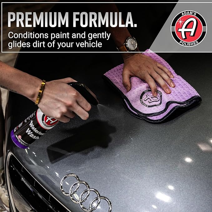Adam's Polishes Waterless Wash - Car Cleaning Spray for Detailing | Safe Ultra Slick Lubricating Formula for Car, Boat, Motorcycle, RV | No Garden Hose, Wash Soap, or Foam Cannon Needed - Pack of 2