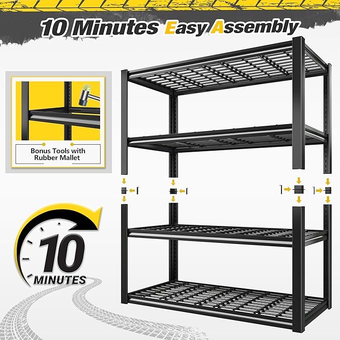 REIBII 40" W Storage Shelves 2200LBS Garage Shelving Heavy Duty Metal Shelving Adjustable Metal Shelves Industrial Shelf for Warehouse Basement Pantry Kitchen, 3 Pack