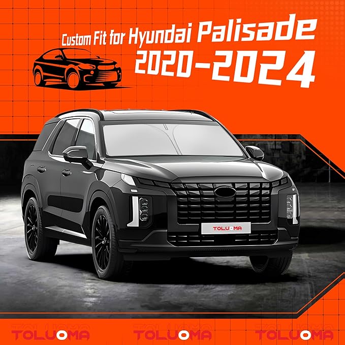 Custom Fit Windshield Sun Shade for H-yundai Palisade 2020-2025 - Full Coverage, 210T Reflective Fabric, Double-Layer Design - Blocks 99% UV Rays, Keeps Car Cool, Easy to Install and Store
