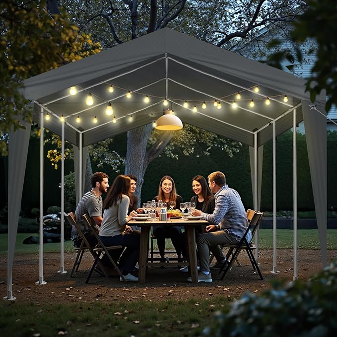 VINGLI 12x20 Carport Canopy Portable Garage, Car Canopy Heavy Duty Car Tent for SUV, Boats, RVs, Trucks Party Tent Boat Shelter(Without Sidewalls)