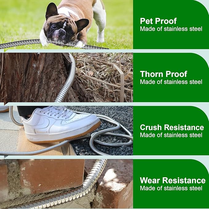 Metal Short Garden Hose 3 ft, Stainless Steel Hose Leader, Small Water Hose Extension, Lightweight Hose Extender for Outdoor (3FT)
