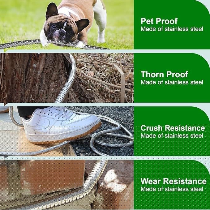 Metal Short Garden Hose 6 ft, 8 ft, 12 ft Flexible Stainless Steel Leader Hose Extension, Heavy Duty Water Hose Small Lightweight Hose Extender (6FT)