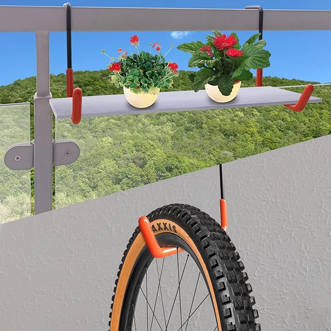 Rafter Hanger Large S Garage Hooks Bike Storage System Holder Organizer, with Non Slip Coating, for Organizing Hanging Basket, Ladders,Bicycle Wheel,Ropes and Bulk Items (12Pack, Orange)