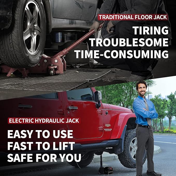 E-HEELP Electric Car Jack 5Ton 12V Kit Hydraulic (Lifting Range: 6.1~17.7 inch) with Inflator Electric Jack for Car SUV Sedan MPV Change Tires Garage Repair Emergency Kit