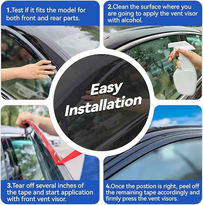 Window Visors Rain Guards for 2019-2025 Dodge Ram 1500 Crew Cab (New Body Style), Out-Channel Window Vent Wind Deflectors Visors Shades for 19-25 Ram 1500 Full-Size Cab