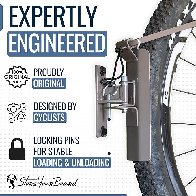 StoreYourBoard Bike Swivel Rack – Wall Mounted Garage Bike Storage, Vertical Hanger with 120° Swing Design & Stopper, Space-Saving Indoor Wall Mount – Fits Kids Bikes, BMX & More