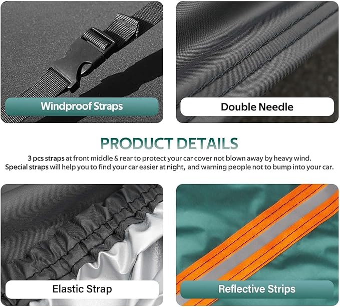 SUV Car Cover Custom Fit for Mercedes-GLC 300 350E/GLB 180 200 250(2016-2025), Waterproof All Weather for Automobiles, Outdoor Full Cover with Windproof Clip Straps.