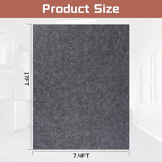 Garage Mats Oversize Garage Floor Paking Mats for Under Car, 7.4 x 17 Ft Non-Slip Gray Garage Flooring Carpets, Absorbent Oil Garage Parking Mat, Waterproof Mats
