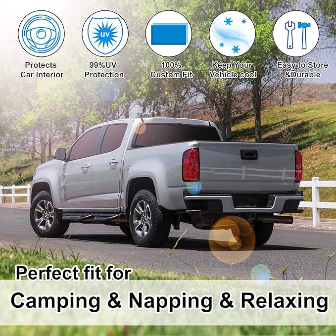 TINGLU Window Shades for Chevrolet Colorado Pickup Truck 2015-2022 Accessories Car Side Full Windows Windshield Sun Shade Sun UV Rays & Privacy Protection for Camping,Napping 5PCS