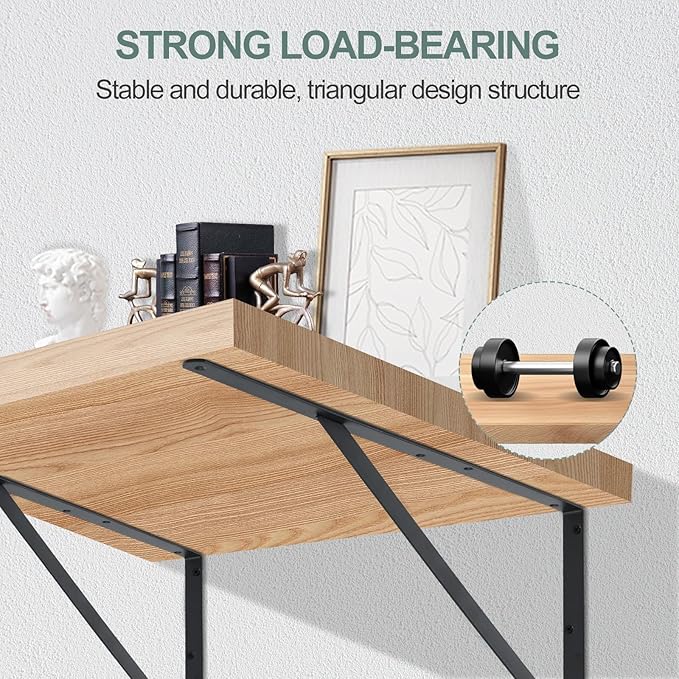 12 Pack L20 x H 12" Black Heavy Duty Shelf Brackets with Screws Metal Shelf Brackets Shelf Support Angle Brackets for Shelves L Brackets Heavy Duty Floating Shelf