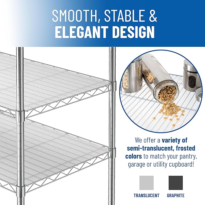 Shelf Liners for Wire Shelf System: Set of 5 in Graphite: 14 x 30 inch: Plastic Wire Shelving Shelf Mats