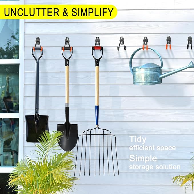 28 Pack Heavy Duty Garage Hooks, Utility Wall Mounted Storage System, with Anti-Slip Coating Hanger, for Hanging Power and Garden Tools, Ladders, Bikes, Ropes and Bulk Items
