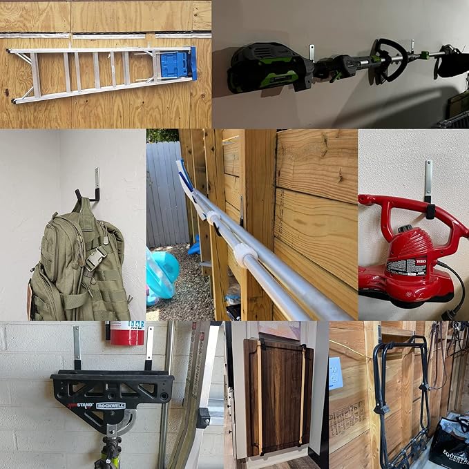 Heavy Duty Steel Hooks ,Garage Storage Utility Hooks,Heavy Duty Tool Organizer,Steel Wall Mount Hooks, Hose Hanger, Steel Garage Garden Hooks (2)