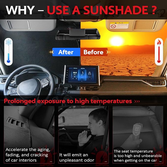 KAYZT Windshield Sun Shade for 2018-2025 Volkswagen VW Tiguan Foldable Sunshade SUV Front Window Custom Fit Car Accessories