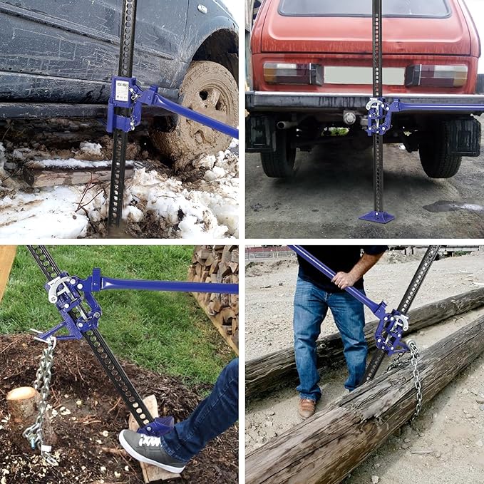 Multi-Functional Lift Jack, Farm Jack Heavy Duty Off Road, for Tractor, Truck, SUV, ATV, UTV, Off Road Accessories, Durable 3 Ton with Wide Base & Ratcheting Mechanism