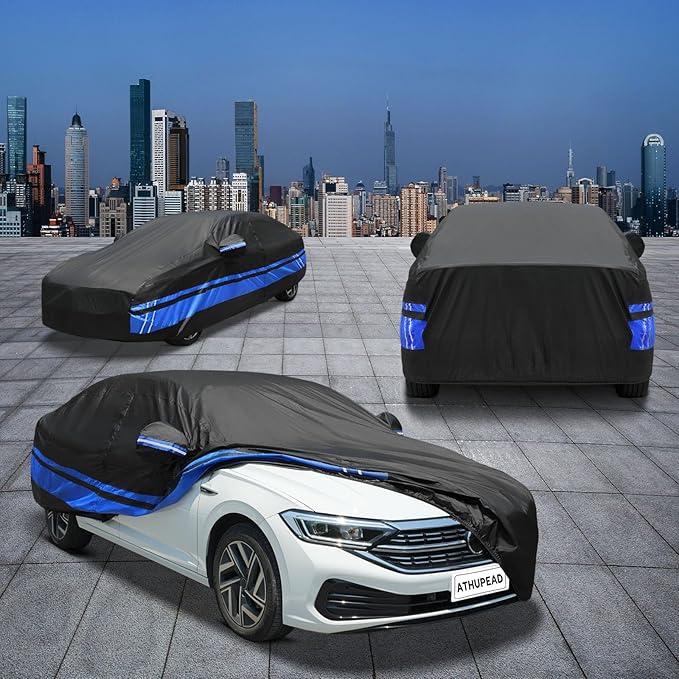 10-Layer Car Cover Waterproof All Weather for Automobiles, Universal Fit for BMW 3/5 Series, Ford Mustang, Honda Accord/Civic, Toyota Camry, Sedan 179"-185" L, Size A4 (See Size Chart)