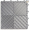 Big Floors RaceDeck Free-Flow Interlocking Garage Flooring Tiles, Non-Slip, Self-Draining, Heavy-Duty, High-Impact Copolymer, Easy Install (Alloy, 12 Pack of 12 x 12" Tiles)