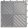 Big Floors RaceDeck Free-Flow Interlocking Garage Flooring Tiles, Non-Slip, Self-Draining, Heavy-Duty, High-Impact Copolymer, Easy Install (Alloy, 48 Pack of 12 x 12" Tiles)