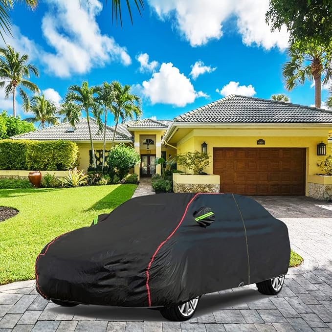 Breathable New Material, Waterproof Car Cover, Locks and Zipper Doors, Sunscreen Waterproof UV Prevention Snowproof Wind and Windproof,Suitable for Indoor Outdoor,for Pickup 230"-260",B9