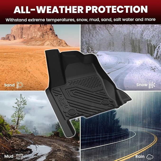 LASFIT Floor Mats Custom Fit for Toyota Land Cruiser 2024 2025, All-Weather Protection TPE 1st & 2nd Row Car Liners for Toyota Accsessories, Black Odor-Less Easy to Clean
