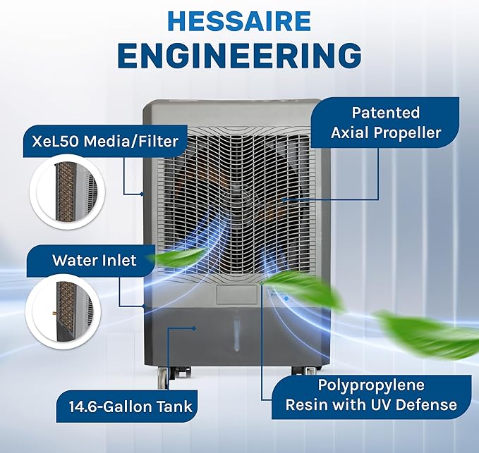 Hessaire MC61M 5,300 CFM 3-Speed Portable Evaporative Cooler