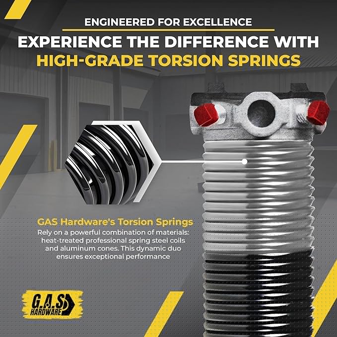 Garage Door Torsion Spring 218x1.75x33 Includes 1” Steel Bearing, Non-Slip Gloves, and Winding Bars for Left Side of Garage Door Precision E-Coating 5-Year Warranty Min. 30,000 Cycles (Red Cone)