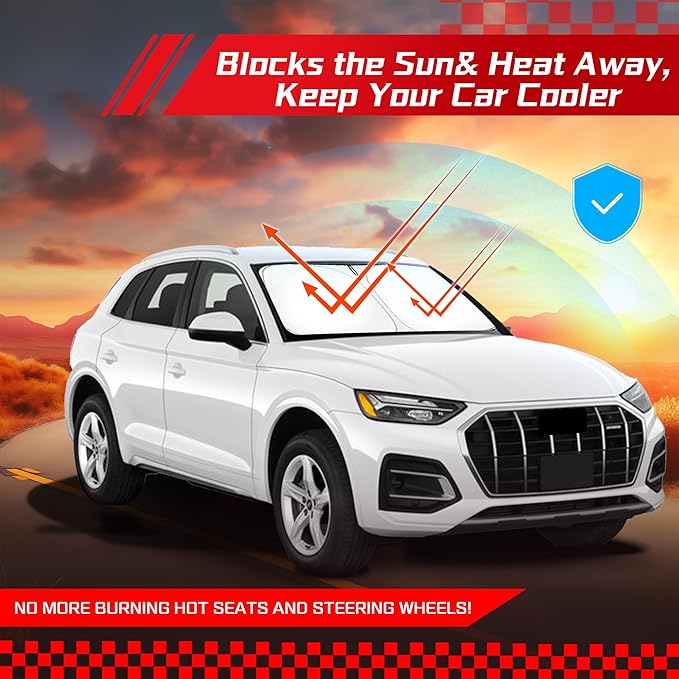 ARISMOTOR Windshield Sun Shade for Audi Q5 2018-2025 2026, Custom Fit Foldable Front Window Sunshade Sun Visor Protector, Block UV Rays Keep Your Car Cooler