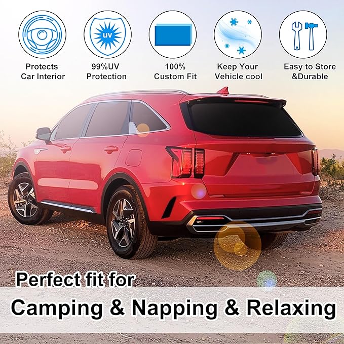 TINGLU Window Shades for Kia Sorento SUV 2021-2024 2025 Accessories Side Full Windows Rear Triangular Windshield Sun Shade Sun UV Rays & Privacy Protection for Camping,Napping,and Relaxing 8PCS