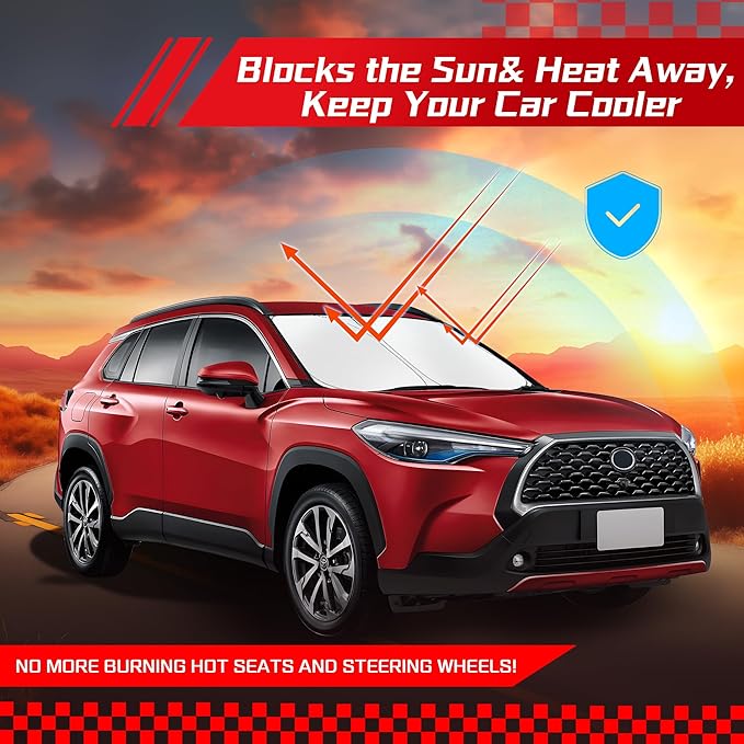 ARISMOTOR Windshield Sun Shade for Toyota Highlander (L LE XLE Limited Platinum) 2020-2025 2026, Custom Fit Foldable Front Window Sunshade Sun Visor Protector, Block UV Rays Keep Your Car Cooler