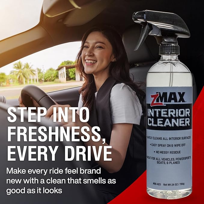 zMAX Interior Cleaner, 24oz - All Purpose Car Interior Cleaner Spray with Light Scent - Safe to Use on Dashboard, Console, Cup Holders, Steering Wheel, Door Panels, and Leather, Vinyl, or Fabric Seats