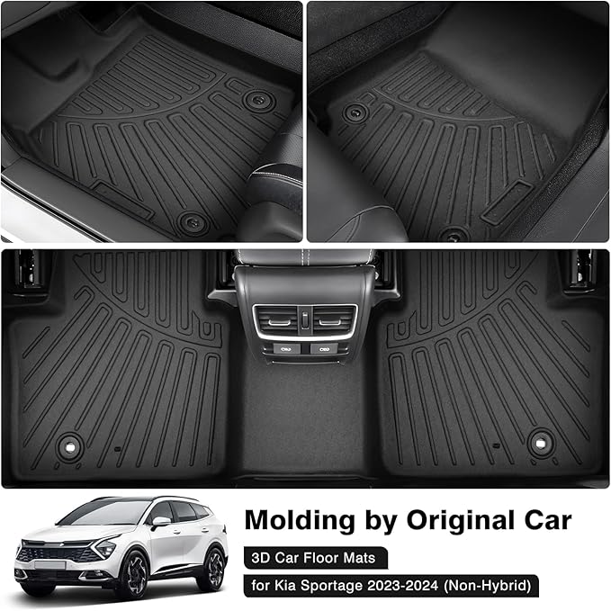 Powerty Floor Mats for 2023-2025 Kia Sportage (Non-Hybrid) Accessories All Weather Floor Liner 3D TPE 1st & 2nd Row Floor Mat Heavy-Duty Floor Liners