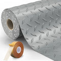 8.2 x 23 FT Garage Floor Mat, 2.8mm Thickened Diamond Plate PVC Garage Flooring Roll for Under Car Parking, Heavy Duty Garage Floor Protector 188.6 SQFT for Garage, Basement, Golf Cart. Gray