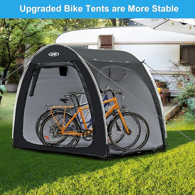 UNP Bike Storage Shed Tent, Portable Outdoor Bike Storage Tent with 210D Oxford Thick PU4000 Waterproof for 1/2/3/4 Bikes, Bike Covers Storage Shed Tent for Bicycles, Lawn Mower, Garden Tools