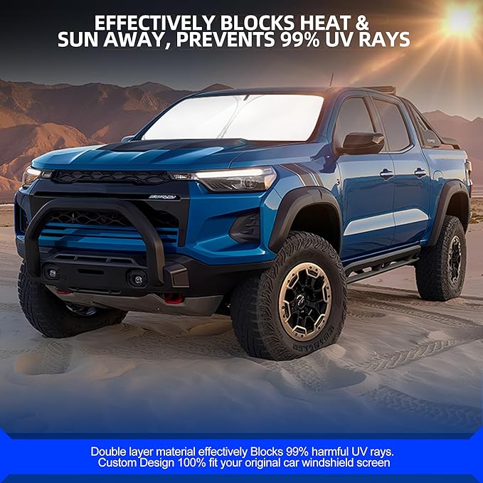 Windshield Sun Shade for Ch-evro-let Colorado 2023-2025 2026 Foldable Sunshade Custom Fit Front Window Car Interior Accessories Protector Blocks UV Rays
