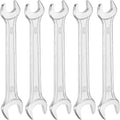 HARFINGTON 5pcs Double Open End Wrench 10mm x 13mm Metric 15 Degree Offset Angle Small Flat Head Wrench Galvanizing Open Ended Spanner for Automotive Repair Furniture Assembly