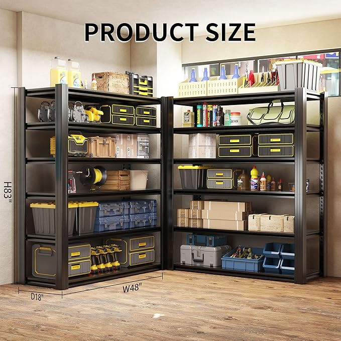 82" H Heavy Duty Garage Shelving 3000LBS Storage Shelves Adjustable 6 Tier Metal Shelving Unit, Industrial Utility Rack for Garage, Workshop, Basement, Home Office 82" H*48W*18D